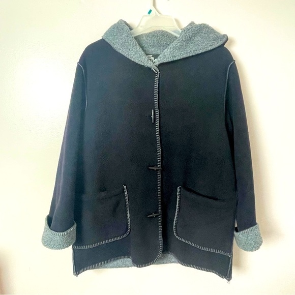 SM2 Boho Oversized Sherpa Jacket – Faux Antler Buttons, Hooded – Size M - Picture 1 of 11